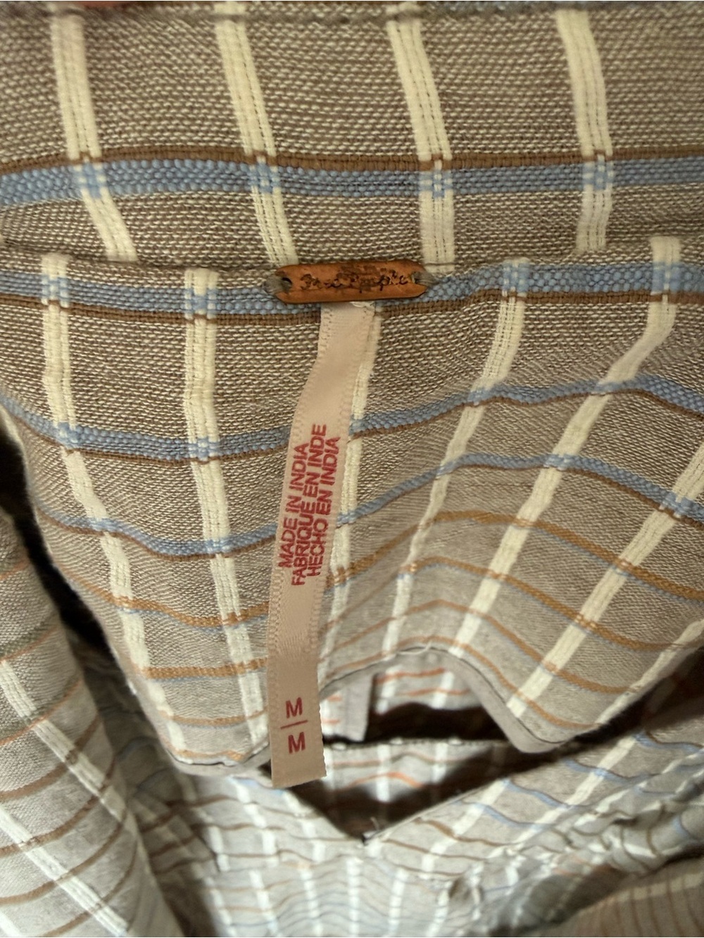 Free People Better Together Plaid Blazer & Mini Dress Set Taupe Cotton Size M - Picture 8 of 15
